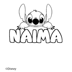 Coloraci&oacute;n del nombre NAIMA - decorado Stitch