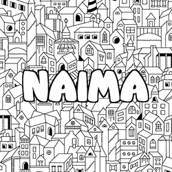Coloraci&oacute;n del nombre NAIMA - decorado ciudad