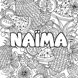 Coloraci&oacute;n del nombre NA&Iuml;MA - decorado mandala de frutas
