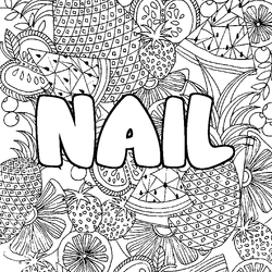 Coloraci&oacute;n del nombre NAIL - decorado mandala de frutas