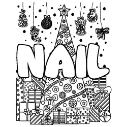 Coloraci&oacute;n del nombre NAIL - decorado &aacute;rbol de Navidad y regalos