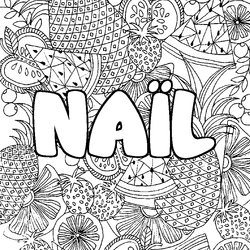Coloraci&oacute;n del nombre NA&Iuml;L - decorado mandala de frutas