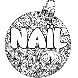 Coloraci&oacute;n del nombre NA&Iuml;L - decorado bola de Navidad