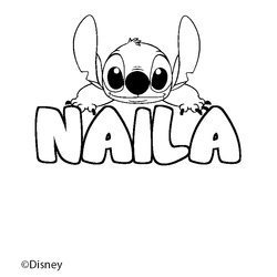 Coloraci&oacute;n del nombre NAILA - decorado Stitch