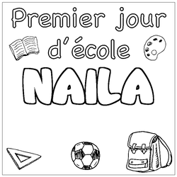 Coloraci&oacute;n del nombre NAILA - decorado primer d&iacute;a de escuela