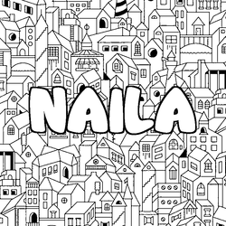 Coloraci&oacute;n del nombre NAILA - decorado ciudad