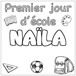 Coloraci&oacute;n del nombre NA&Iuml;LA - decorado primer d&iacute;a de escuela