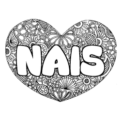 Coloraci&oacute;n del nombre NAIS - decorado mandala de coraz&oacute;n