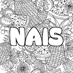 Coloraci&oacute;n del nombre NAIS - decorado mandala de frutas