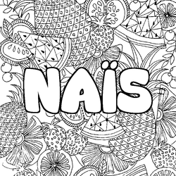 Coloraci&oacute;n del nombre NA&Iuml;S - decorado mandala de frutas