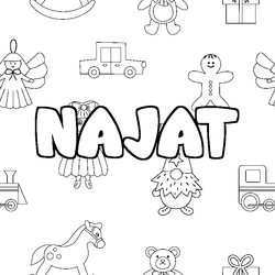 Coloraci&oacute;n del nombre NAJAT - decorado juguetes
