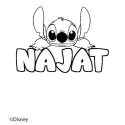 Coloraci&oacute;n del nombre NAJAT - decorado Stitch