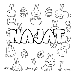 Coloraci&oacute;n del nombre NAJAT - decorado Pascua