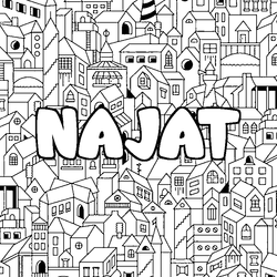 Coloraci&oacute;n del nombre NAJAT - decorado ciudad