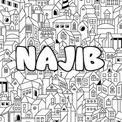 Coloraci&oacute;n del nombre NAJIB - decorado ciudad