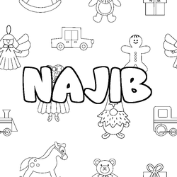 Coloraci&oacute;n del nombre NAJIB - decorado juguetes
