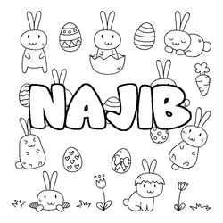 Coloraci&oacute;n del nombre NAJIB - decorado Pascua