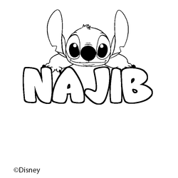 Coloraci&oacute;n del nombre NAJIB - decorado Stitch