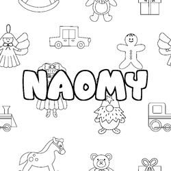 Coloraci&oacute;n del nombre NAOMY - decorado juguetes