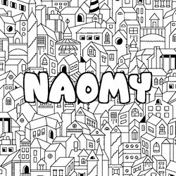 Coloraci&oacute;n del nombre NAOMY - decorado ciudad