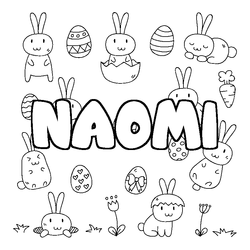 Coloraci&oacute;n del nombre NAOMI - decorado Pascua