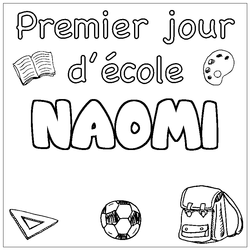 Coloraci&oacute;n del nombre NAOMI - decorado primer d&iacute;a de escuela