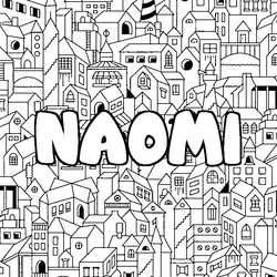Coloraci&oacute;n del nombre NAOMI - decorado ciudad