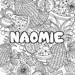 Coloraci&oacute;n del nombre NAOMIE - decorado mandala de frutas