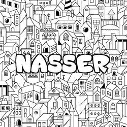 Coloraci&oacute;n del nombre NASSER - decorado ciudad