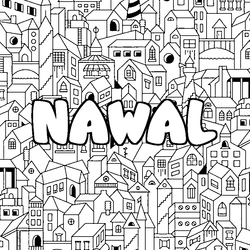 Coloraci&oacute;n del nombre NAWAL - decorado ciudad