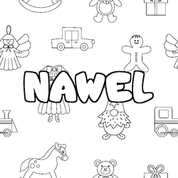 Coloraci&oacute;n del nombre NAWEL - decorado juguetes