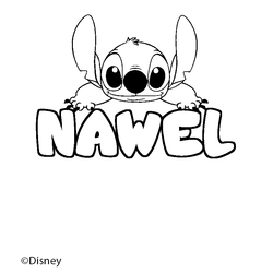 Coloraci&oacute;n del nombre NAWEL - decorado Stitch