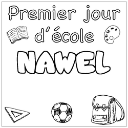 Coloraci&oacute;n del nombre NAWEL - decorado primer d&iacute;a de escuela