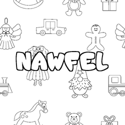 Coloraci&oacute;n del nombre NAWFEL - decorado juguetes