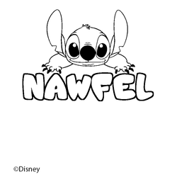 Coloraci&oacute;n del nombre NAWFEL - decorado Stitch
