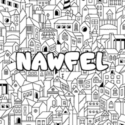 Coloraci&oacute;n del nombre NAWFEL - decorado ciudad