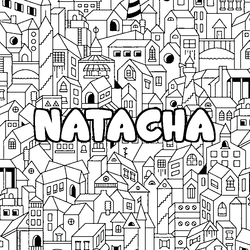 Coloraci&oacute;n del nombre NATACHA - decorado ciudad