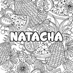 Coloraci&oacute;n del nombre NATACHA - decorado mandala de frutas