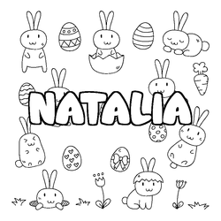 Coloraci&oacute;n del nombre NATALIA - decorado Pascua