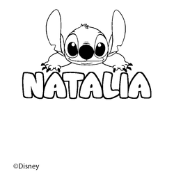 Coloraci&oacute;n del nombre NATALIA - decorado Stitch