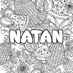Coloraci&oacute;n del nombre NATAN - decorado mandala de frutas
