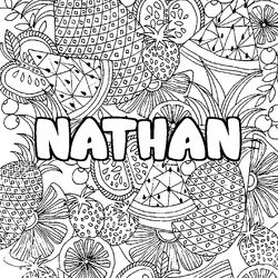 Coloraci&oacute;n del nombre NATHAN - decorado mandala de frutas
