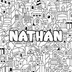Coloraci&oacute;n del nombre NATHAN - decorado ciudad