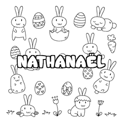 Coloraci&oacute;n del nombre NATHANA&Euml;L - decorado Pascua