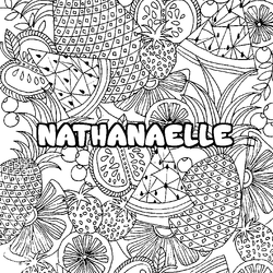 Coloraci&oacute;n del nombre NATHANAELLE - decorado mandala de frutas
