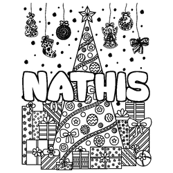 Coloraci&oacute;n del nombre NATHIS - decorado &aacute;rbol de Navidad y regalos