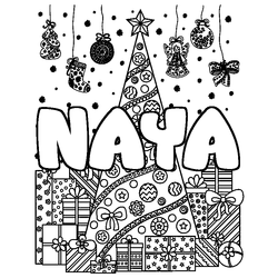 Coloraci&oacute;n del nombre NAYA - decorado &aacute;rbol de Navidad y regalos