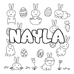Coloraci&oacute;n del nombre NAYLA - decorado Pascua