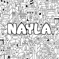 Coloraci&oacute;n del nombre NAYLA - decorado ciudad