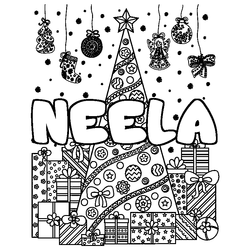 Coloraci&oacute;n del nombre NEELA - decorado &aacute;rbol de Navidad y regalos
